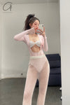 SWAYING/KNIT Flared Pants SW212XZ48 White PS26